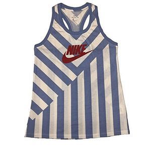 NEW Women's Size Small NIKE Sptcas Swoosh Tank Top Blue and White CQ4235-100
